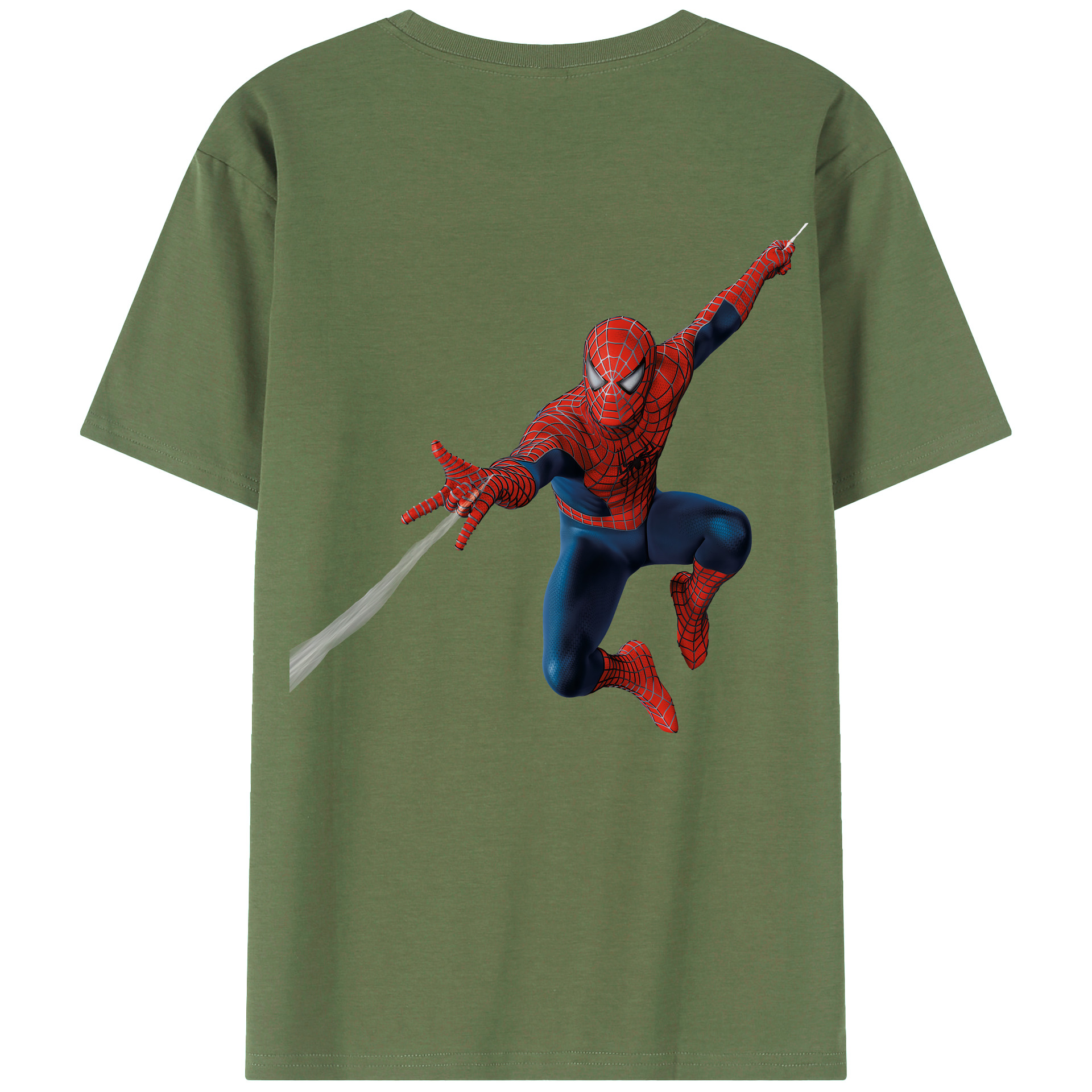 （画像用） Spider Man スパイダーマン 綿100％ メンズ半袖Tシャツ（バックプリント） 通気性